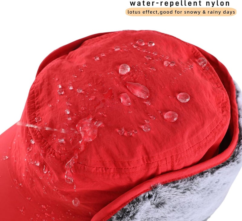 Connectyle Men's Winter Hat with Visor Warm Earflaps Hat Fully Lined Faux Fur Baseball Cap Trapper Hunting Hats - Image 5